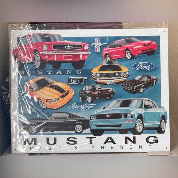 FORD MUSTANG PAST & PRESENT COLLECTIBLE TIN SIGN. SEALED - Picture 6 of 7